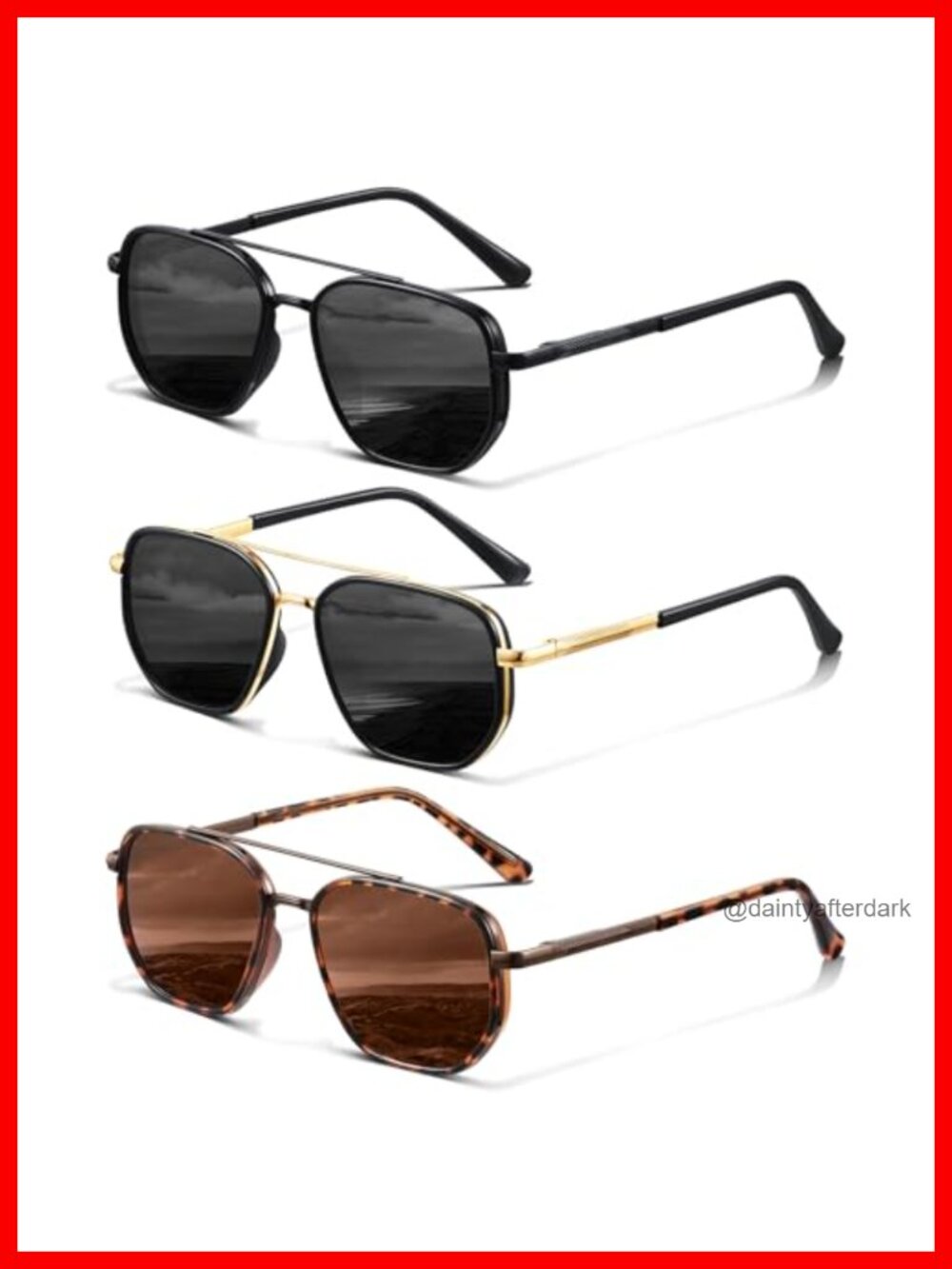 Polarized Square Aviator Sunglasses UV Protection Full Frame Unisex